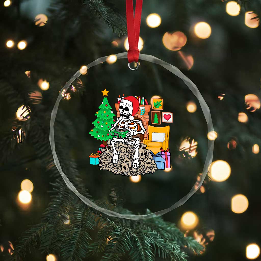 Xmas Gamer Skeleton Gaming Crystal Glass Ornament TS09 Print Your Wear