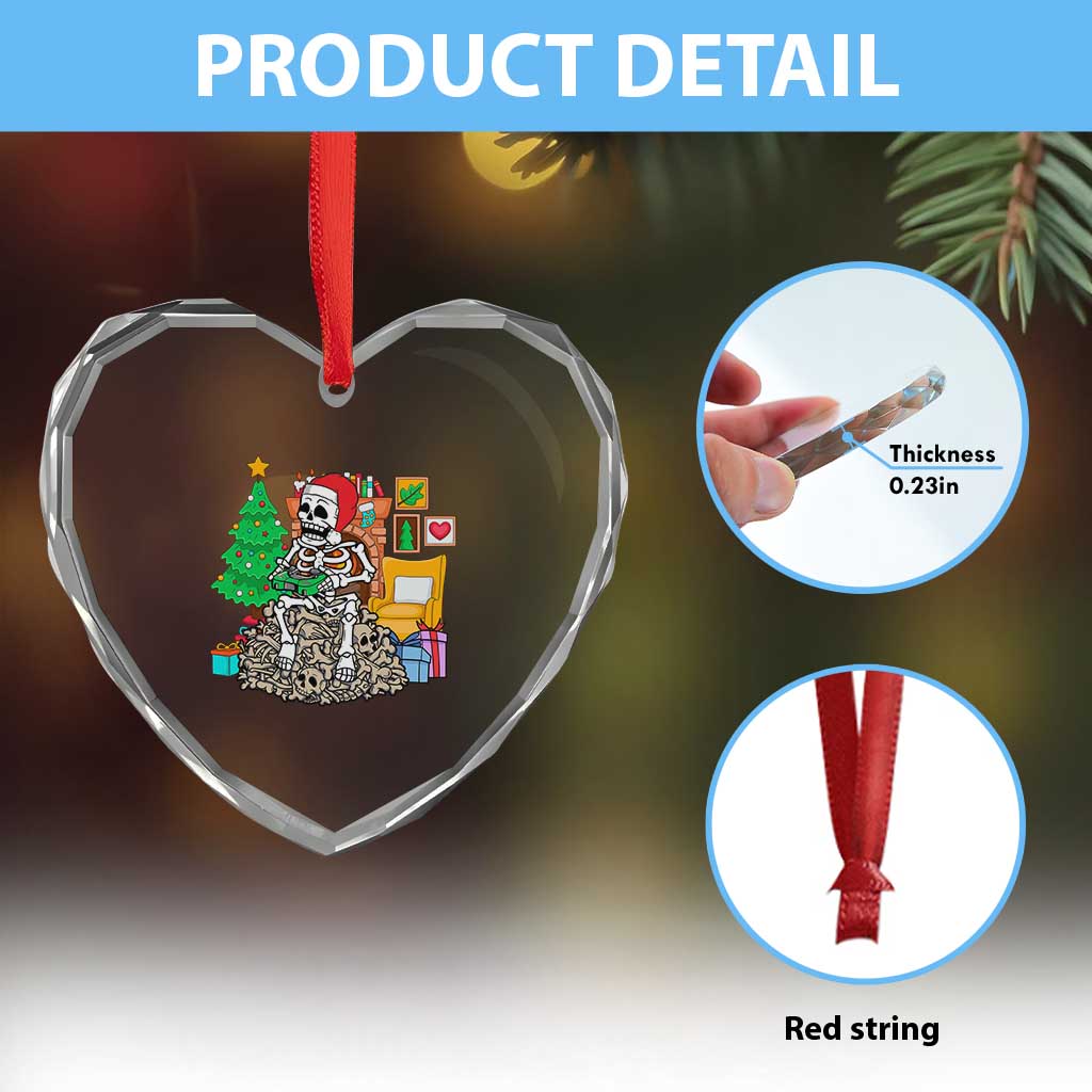 Xmas Gamer Skeleton Gaming Heart Crystal Glass Ornament TS09 Print Your Wear
