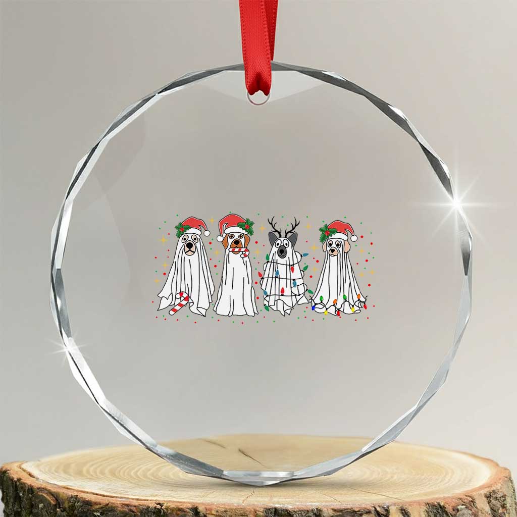 Xmas Ghost Dog Crystal Glass Ornament TS10 Transparent Glass 3'' Circle Print Your Wear