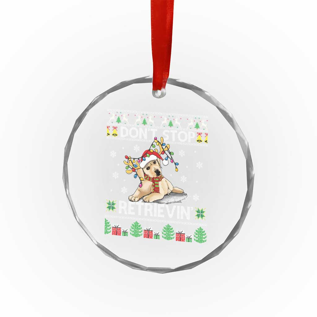 Xmas Golden Retriever Crystal Glass Ornament Don't Stop Retrievin Cute Reindeer Dog TS09 Print Your Wear