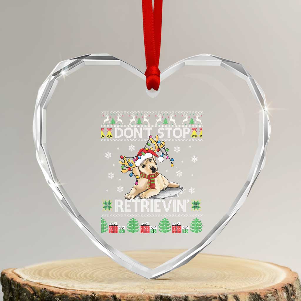 Xmas Golden Retriever Heart Crystal Glass Ornament Don't Stop Retrievin Cute Reindeer Dog TS09 Transparent Glass 3'' Heart Print Your Wear