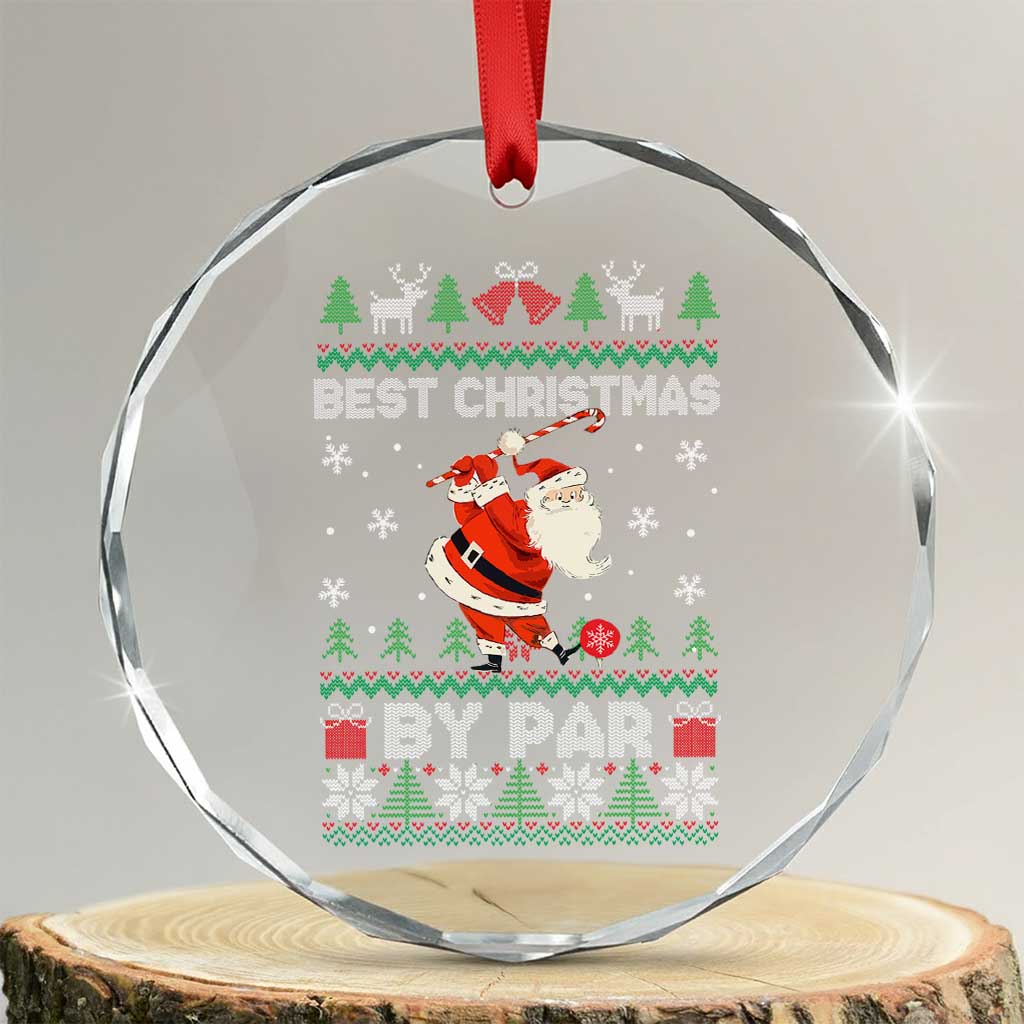 Xmas Golf Crystal Glass Ornament Santa Golfer Best Christmas By Par TS09 Transparent Glass 3'' Circle Print Your Wear