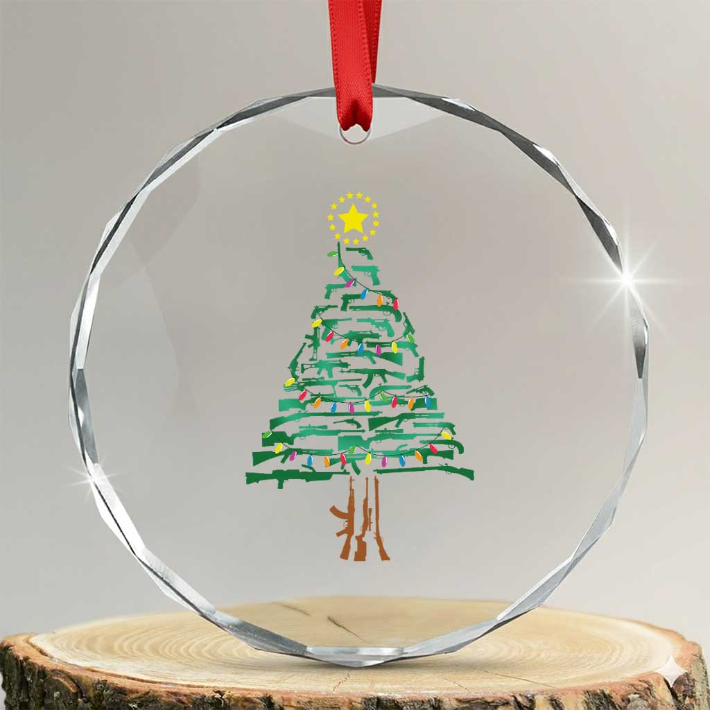 Xmas Gun Crystal Glass Ornament Xmas Tree 2nd Amendment Star TS11 Transparent Glass 3'' Circle Print Your Wear
