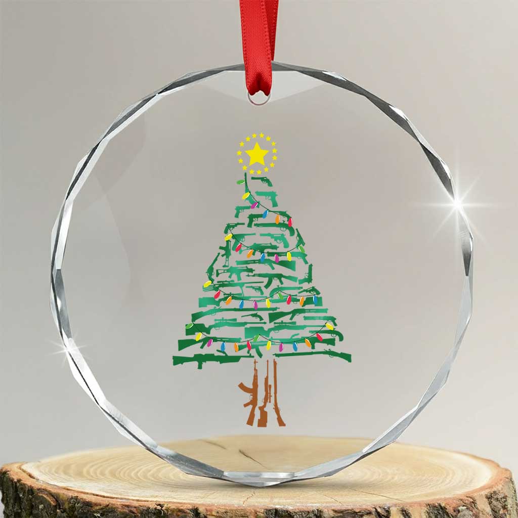 Xmas Gun Crystal Glass Ornament Xmas Tree 2nd Amendment Star TS11 Transparent Glass 3'' Circle Print Your Wear