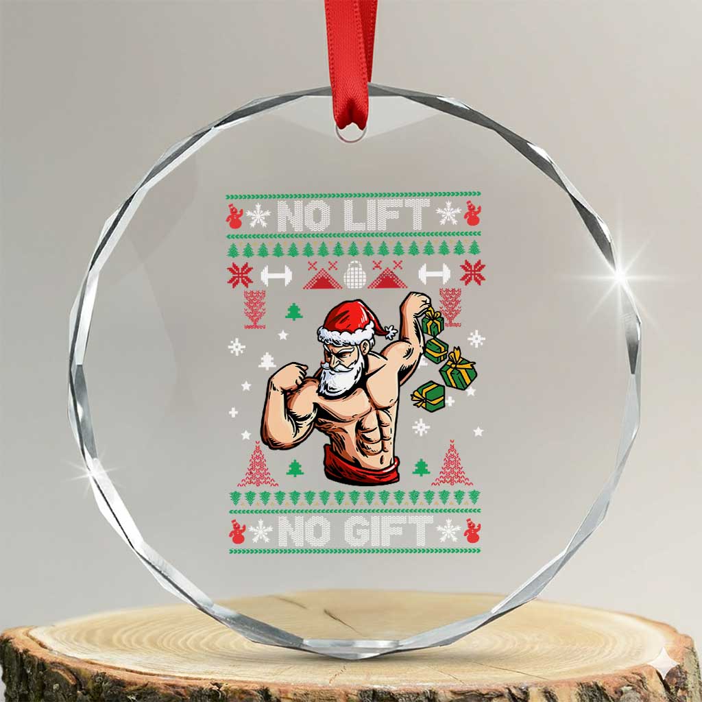 Xmas Gymer Crystal Glass Ornament No Lift No Gift Santa Gym Coach TS09 Transparent Glass 3'' Circle Print Your Wear