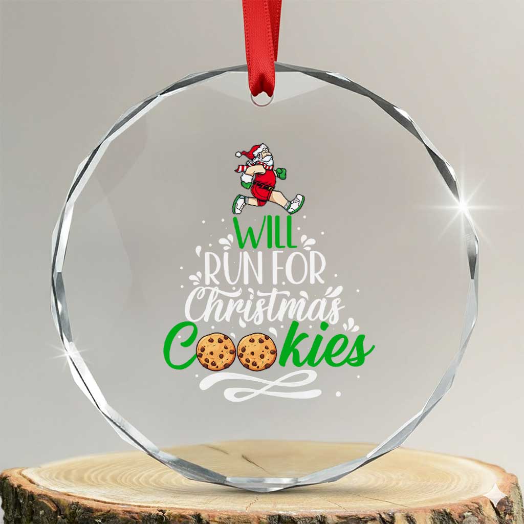 Xmas Gymer Crystal Glass Ornament Will Run For Christmas Cookies Santa Running Race TS09 Transparent Glass 3'' Circle Print Your Wear