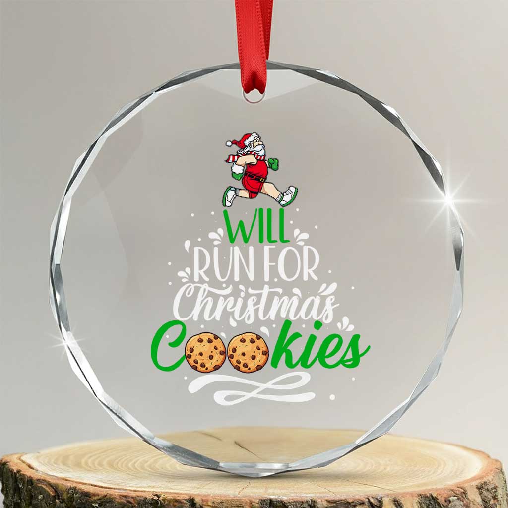 Xmas Gymer Crystal Glass Ornament Will Run For Christmas Cookies Santa Running Race TS09 Transparent Glass 3'' Circle Print Your Wear