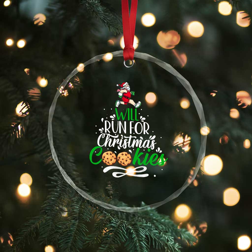Xmas Gymer Crystal Glass Ornament Will Run For Christmas Cookies Santa Running Race TS09 Print Your Wear