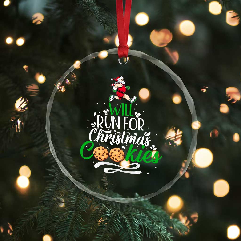 Xmas Gymer Crystal Glass Ornament Will Run For Christmas Cookies Santa Running Race TS09 Print Your Wear