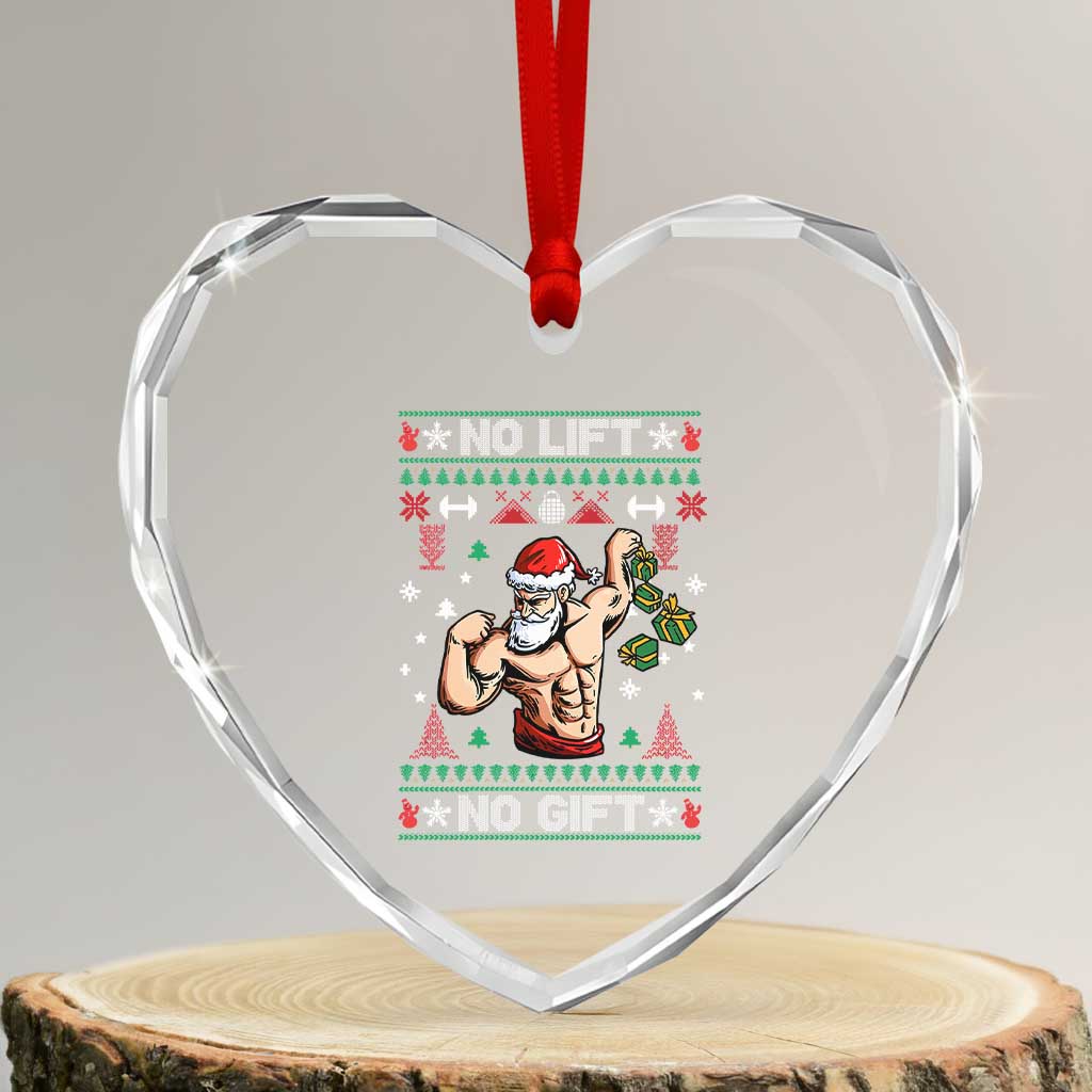 Xmas Gymer Heart Crystal Glass Ornament No Lift No Gift Santa Gym Coach TS09 Transparent Glass 3'' Heart Print Your Wear