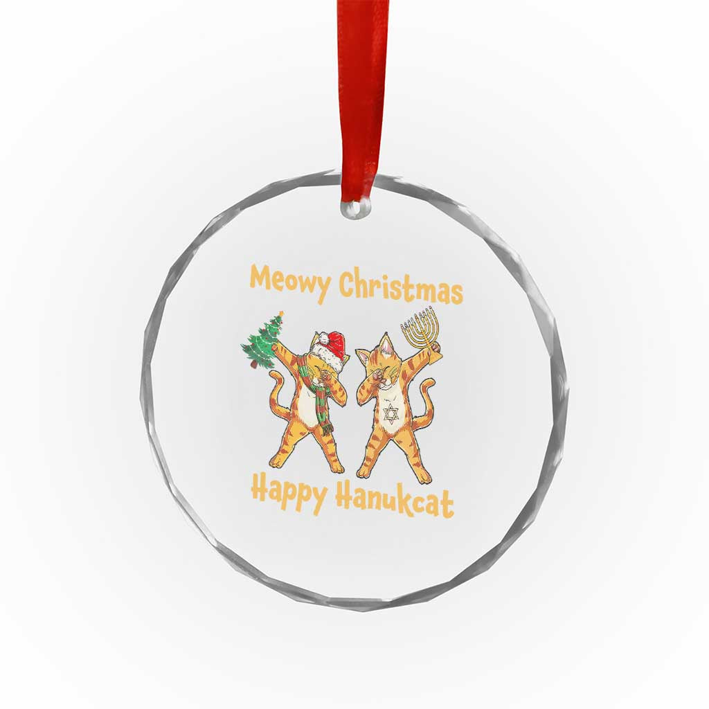 Xmas Hanukkah Cat Crystal Glass Ornament Happy Hanukcat Meowy Christmas Menoral Chanukkah TS09 Print Your Wear