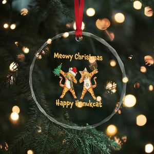 Xmas Hanukkah Cat Crystal Glass Ornament Happy Hanukcat Meowy Christmas Menoral Chanukkah TS09 Print Your Wear