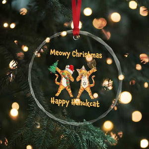 Xmas Hanukkah Cat Crystal Glass Ornament Happy Hanukcat Meowy Christmas Menoral Chanukkah TS09 Print Your Wear