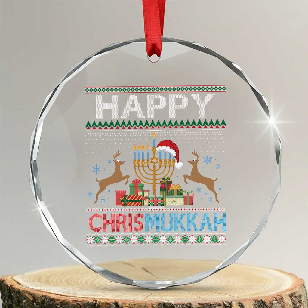 Xmas Hanukkah Crystal Glass Ornament Happy Chrismukkah Funny Jewish Chanukah TS09 Transparent Glass 3'' Circle Print Your Wear