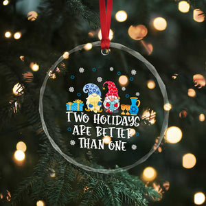 Xmas Hanukkah Crystal Glass Ornament Two Holidays Are Better Than One Jewish Gnome TS09 Print Your Wear