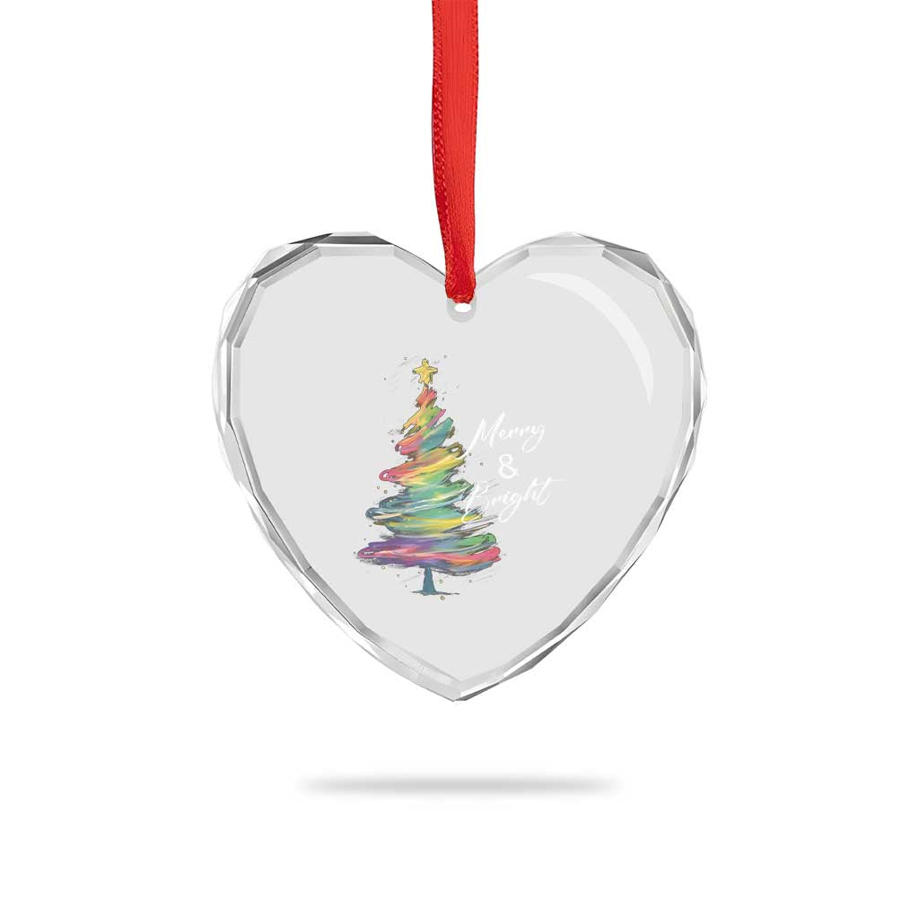 Xmas Heart Crystal Glass Ornament Merry And Bright Colorful Xmas Tree TS11 Print Your Wear