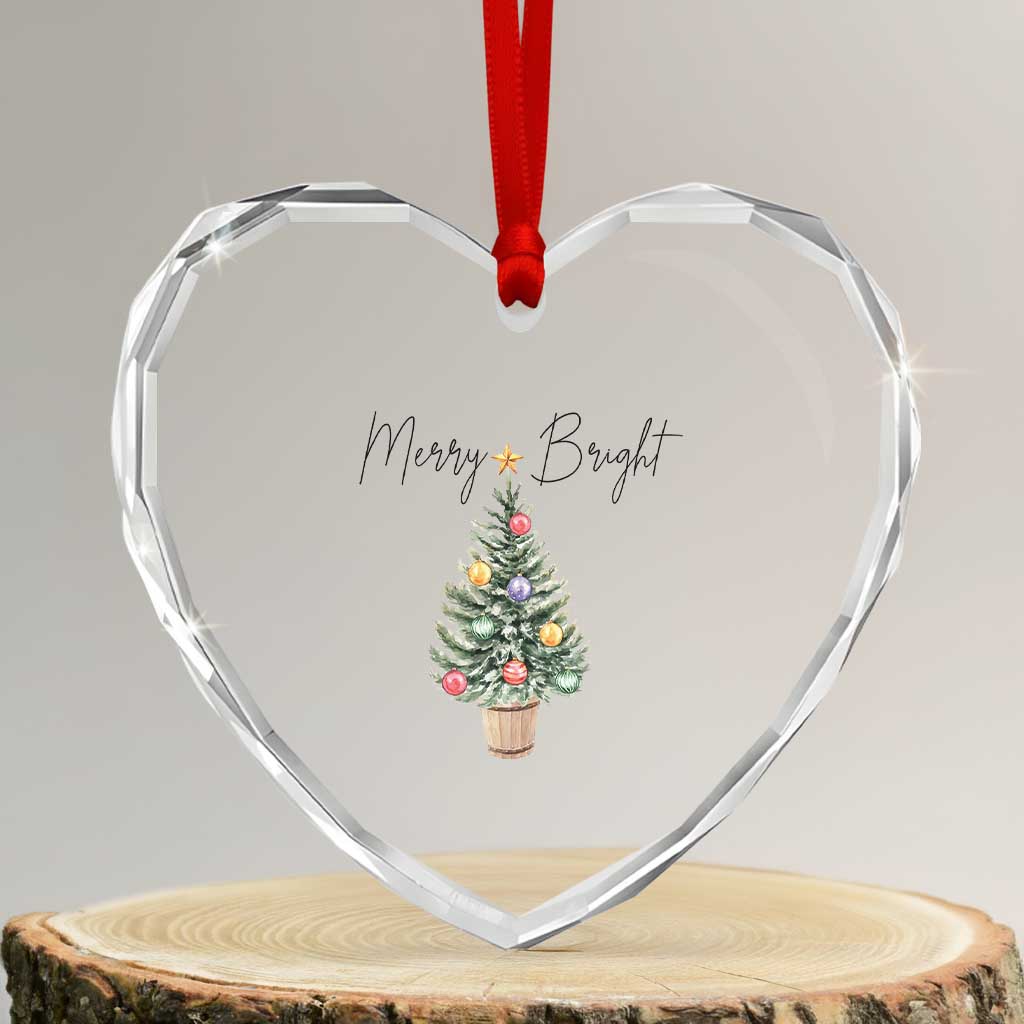 Xmas Heart Crystal Glass Ornament Merry And Bright Retro Xmas Tree TS11 Transparent Glass 3'' Heart Print Your Wear
