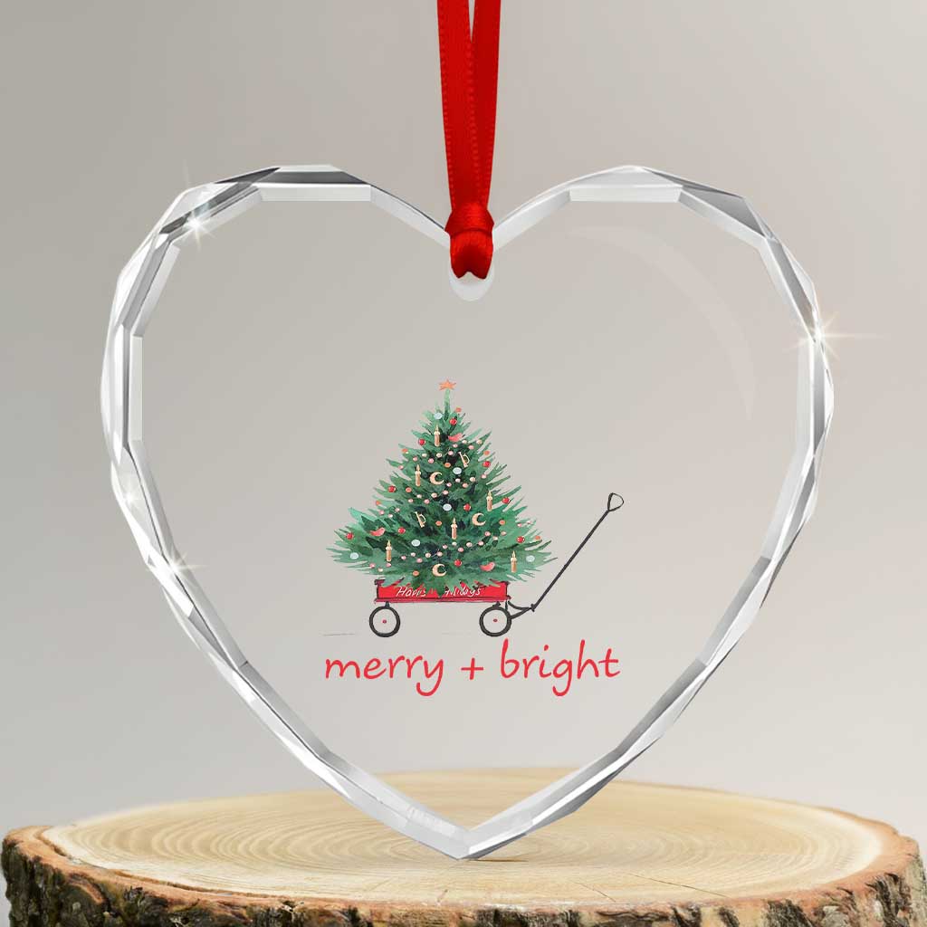Xmas Heart Crystal Glass Ornament Merry And Bright Retro Xmas Tree Wagon TS11 Transparent Glass 3'' Heart Print Your Wear