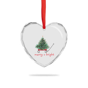 Xmas Heart Crystal Glass Ornament Merry And Bright Retro Xmas Tree Wagon TS11 Print Your Wear