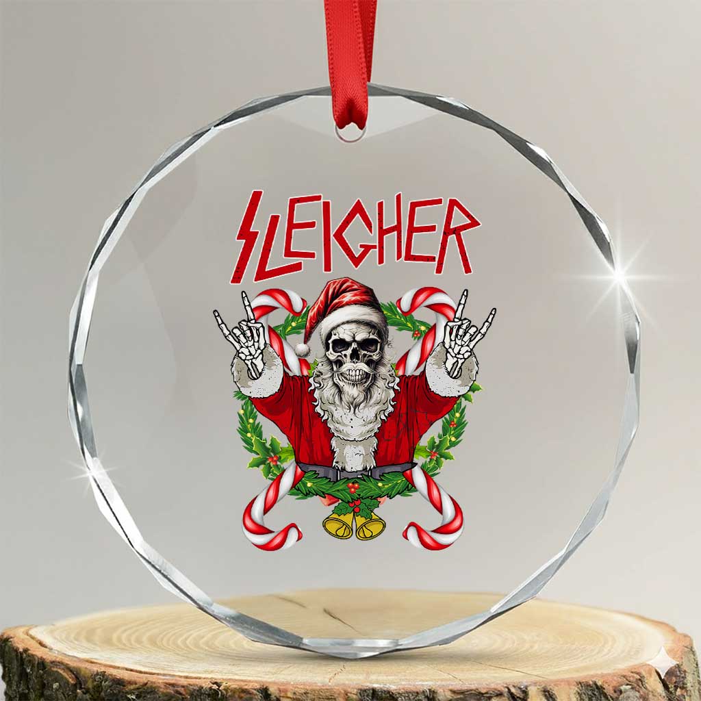 Xmas Heavy Metal Crystal Glass Ornament Sleigher Skeleton Santa Xmas Wreath TS11 Transparent Glass 3'' Circle Print Your Wear