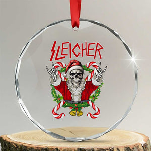 Xmas Heavy Metal Crystal Glass Ornament Sleigher Skeleton Santa Xmas Wreath TS11 Transparent Glass 3'' Circle Print Your Wear