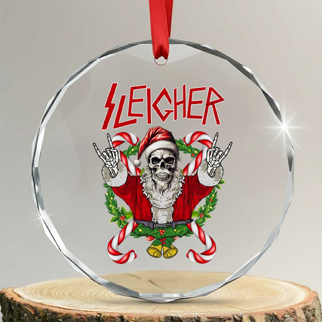 Xmas Heavy Metal Crystal Glass Ornament Sleigher Skeleton Santa Xmas Wreath TS11 Transparent Glass 3'' Circle Print Your Wear