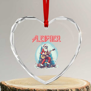 Xmas Heavy Metal Heart Crystal Glass Ornament Sleigher Hail Santa Playing Guitar TS09 Transparent Glass 3'' Heart Print Your Wear
