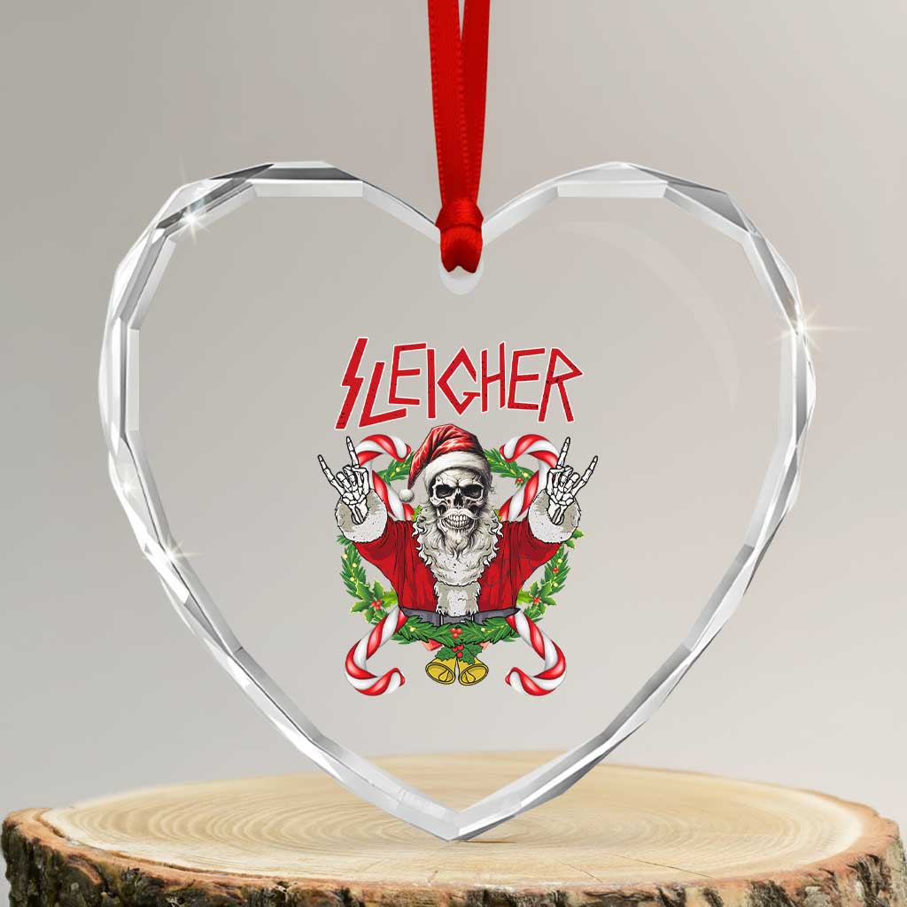 Xmas Heavy Metal Heart Crystal Glass Ornament Sleigher Skeleton Santa Xmas Wreath TS11 Transparent Glass 3'' Heart Print Your Wear