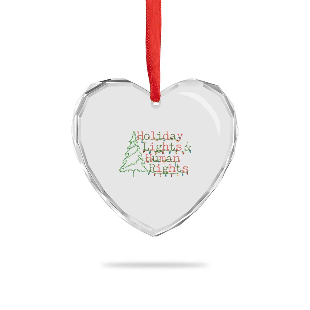 Xmas Holiday Lights And Human Rights Heart Crystal Glass Ornament Equality Supporter Gift TS12 Print Your Wear