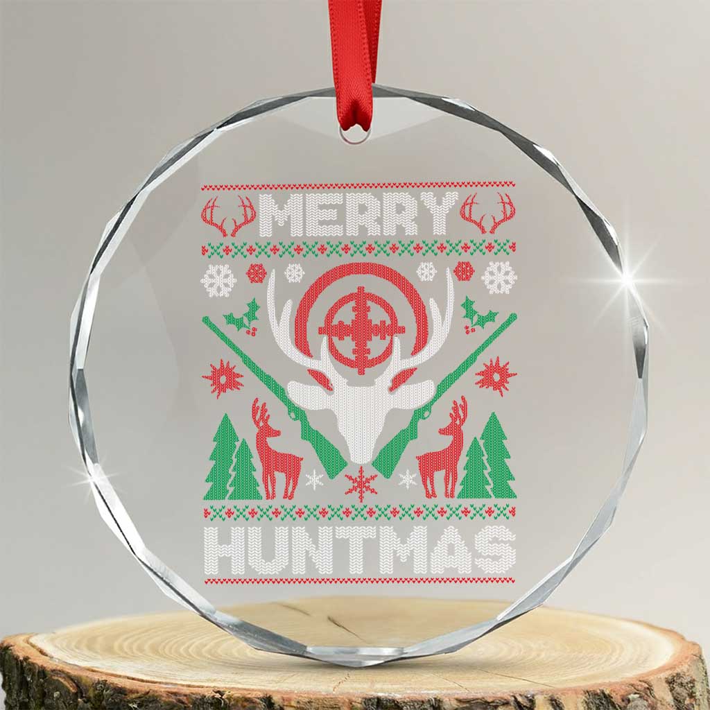 Xmas Hunting Crystal Glass Ornament Merry Huntmas Deer Season Hunter TS09 Transparent Glass 3'' Circle Print Your Wear