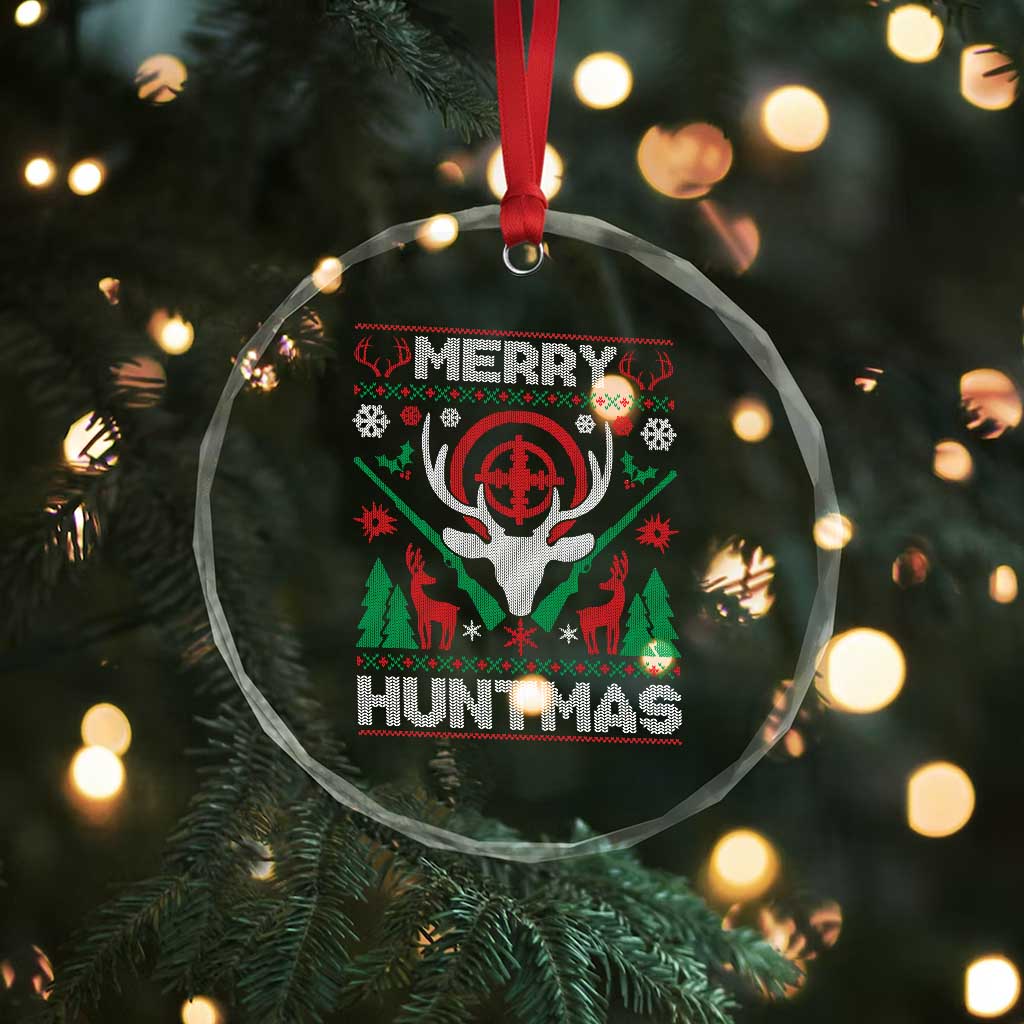 Xmas Hunting Crystal Glass Ornament Merry Huntmas Deer Season Hunter TS09 Print Your Wear
