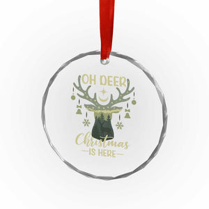 Xmas Hunting Crystal Glass Ornament Oh Deer Christmas Is Here Hunter TS09 Print Your Wear
