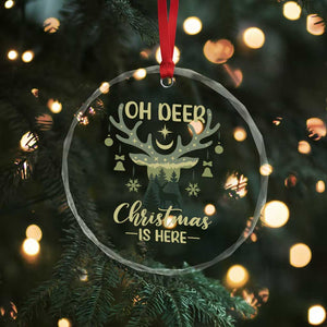 Xmas Hunting Crystal Glass Ornament Oh Deer Christmas Is Here Hunter TS09 Print Your Wear