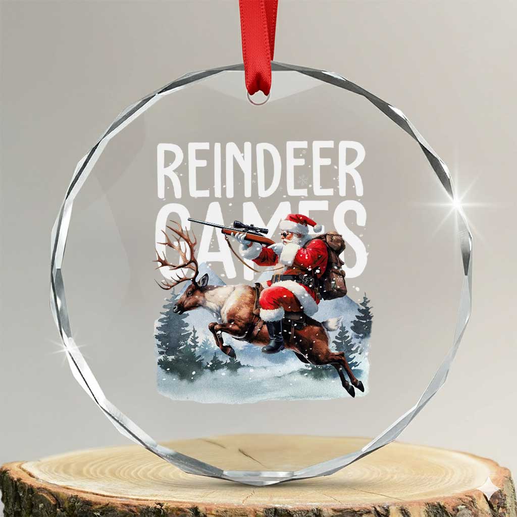 Xmas Hunting Crystal Glass Ornament Reindeer Game Santa Hunter Deer Season TS09 Transparent Glass 3'' Circle Print Your Wear
