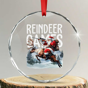 Xmas Hunting Crystal Glass Ornament Reindeer Game Santa Hunter Deer Season TS09 Transparent Glass 3'' Circle Print Your Wear