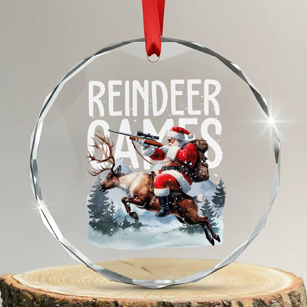 Xmas Hunting Crystal Glass Ornament Reindeer Game Santa Hunter Deer Season TS09 Transparent Glass 3'' Circle Print Your Wear