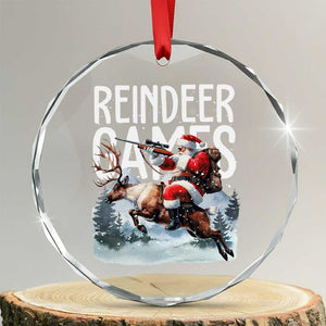 Xmas Hunting Crystal Glass Ornament Reindeer Game Santa Hunter Deer Season TS09 Transparent Glass 3'' Circle Print Your Wear