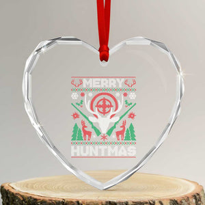 Xmas Hunting Heart Crystal Glass Ornament Merry Huntmas Deer Season Hunter TS09 Transparent Glass 3'' Heart Print Your Wear
