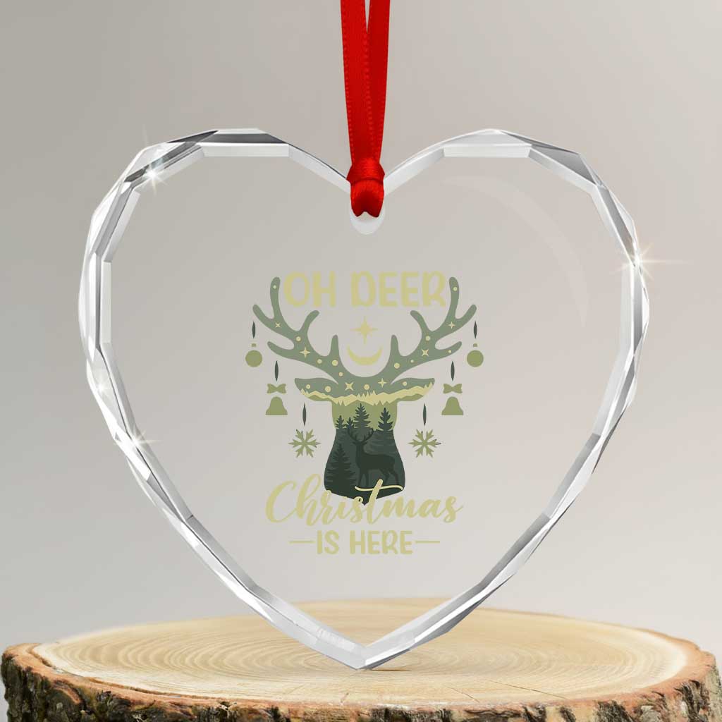 Xmas Hunting Heart Crystal Glass Ornament Oh Deer Christmas Is Here Hunter TS09 Transparent Glass 3'' Heart Print Your Wear