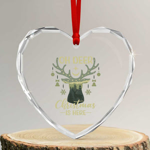 Xmas Hunting Heart Crystal Glass Ornament Oh Deer Christmas Is Here Hunter TS09 Transparent Glass 3'' Heart Print Your Wear
