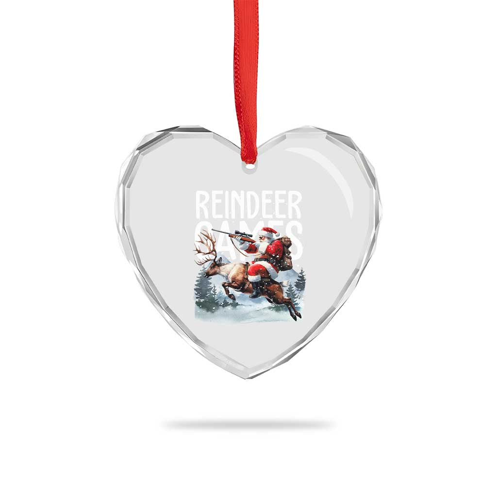 Xmas Hunting Heart Crystal Glass Ornament Reindeer Game Santa Hunter Deer Season TS09 Print Your Wear