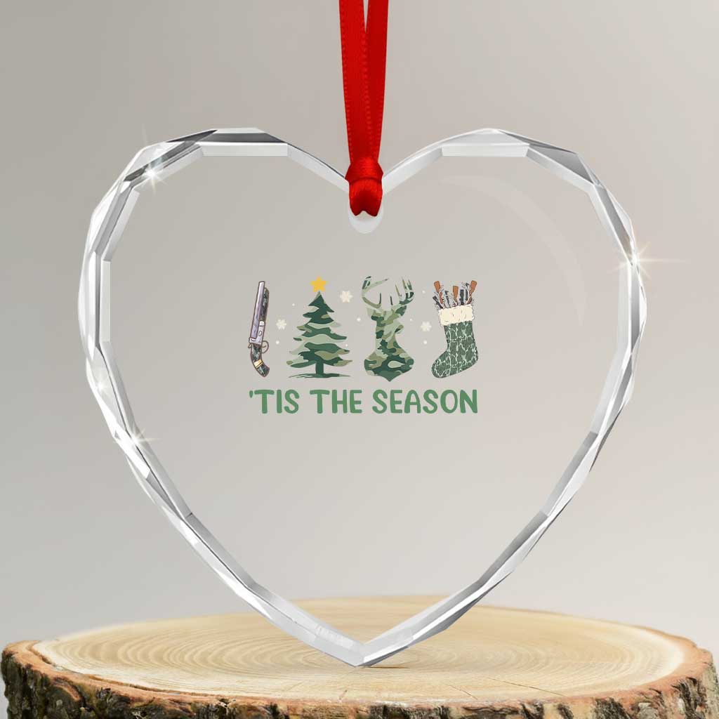 Xmas Hunting Heart Crystal Glass Ornament Tis The Season Hunting Camo Hunter TS09 Transparent Glass 3'' Heart Print Your Wear