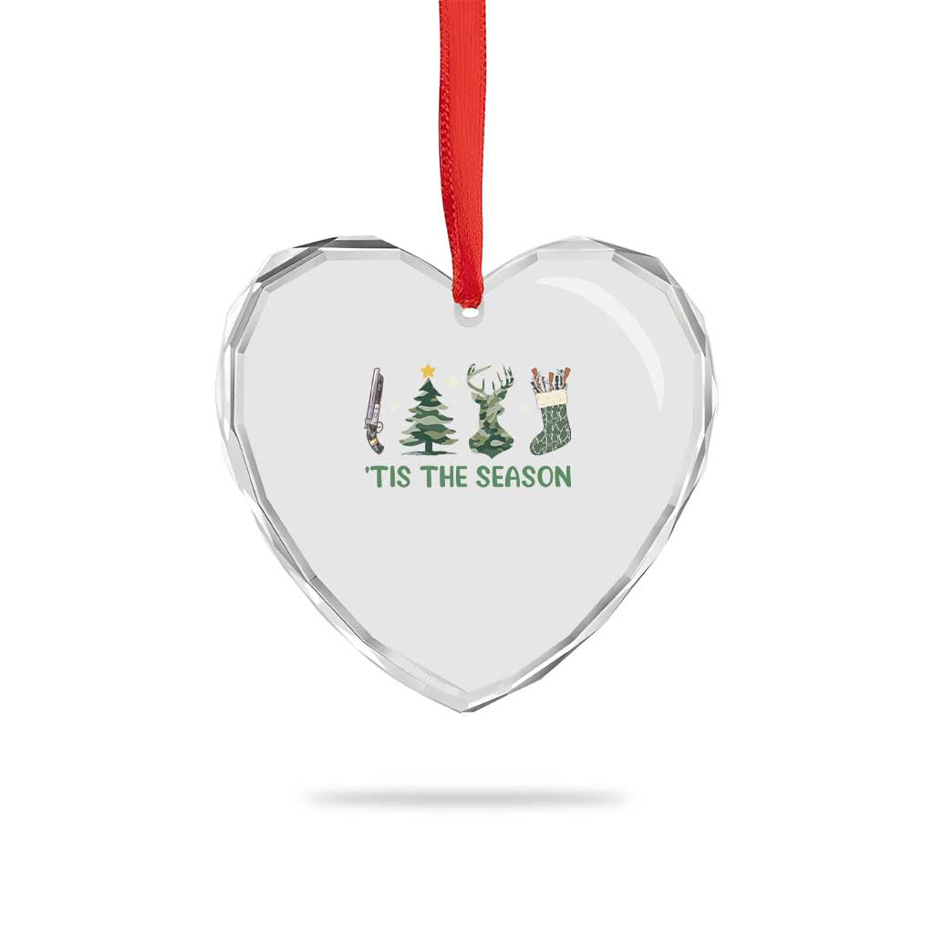 Xmas Hunting Heart Crystal Glass Ornament Tis The Season Hunting Camo Hunter TS09 Print Your Wear
