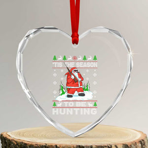 Xmas Hunting Heart Crystal Glass Ornament Tis The Season To Be Hunting Santa Hunter TS09 Transparent Glass 3'' Heart Print Your Wear