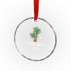 Xmas In Florida Crystal Glass Ornament Deck The Palm Trees Matching Family Vacation TS02 Print Your Wear