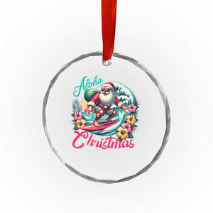 Xmas In Hawaii Crystal Glass Ornament Aloha Xmas Santa Surfing Hibiscus Flower TS11 Print Your Wear