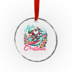 Xmas In Hawaii Crystal Glass Ornament Aloha Xmas Santa Surfing Hibiscus Flower TS11 Print Your Wear