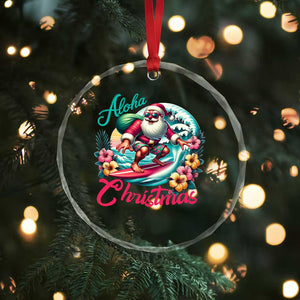 Xmas In Hawaii Crystal Glass Ornament Aloha Xmas Santa Surfing Hibiscus Flower TS11 Print Your Wear