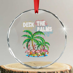 Xmas In Hawaii Crystal Glass Ornament Deck the Palms Firework Flamingo TS09 Transparent Glass 3'' Circle Print Your Wear