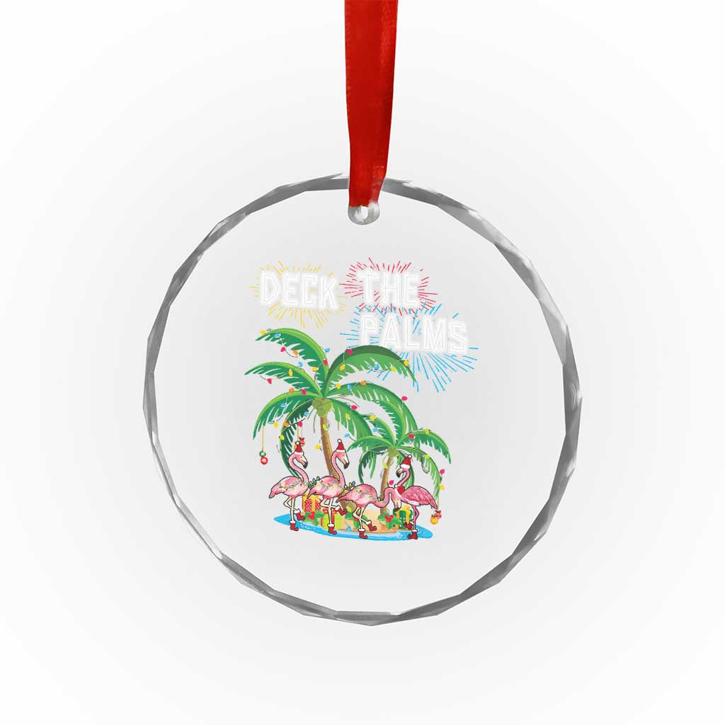Xmas In Hawaii Crystal Glass Ornament Deck the Palms Firework Flamingo TS09 Print Your Wear